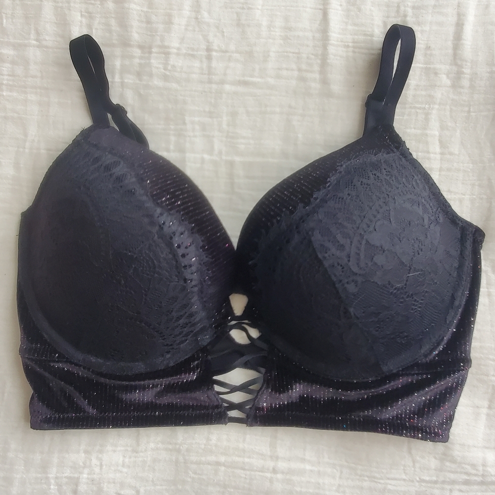 La SENZA Black Lace and Velvet Bra D/DD